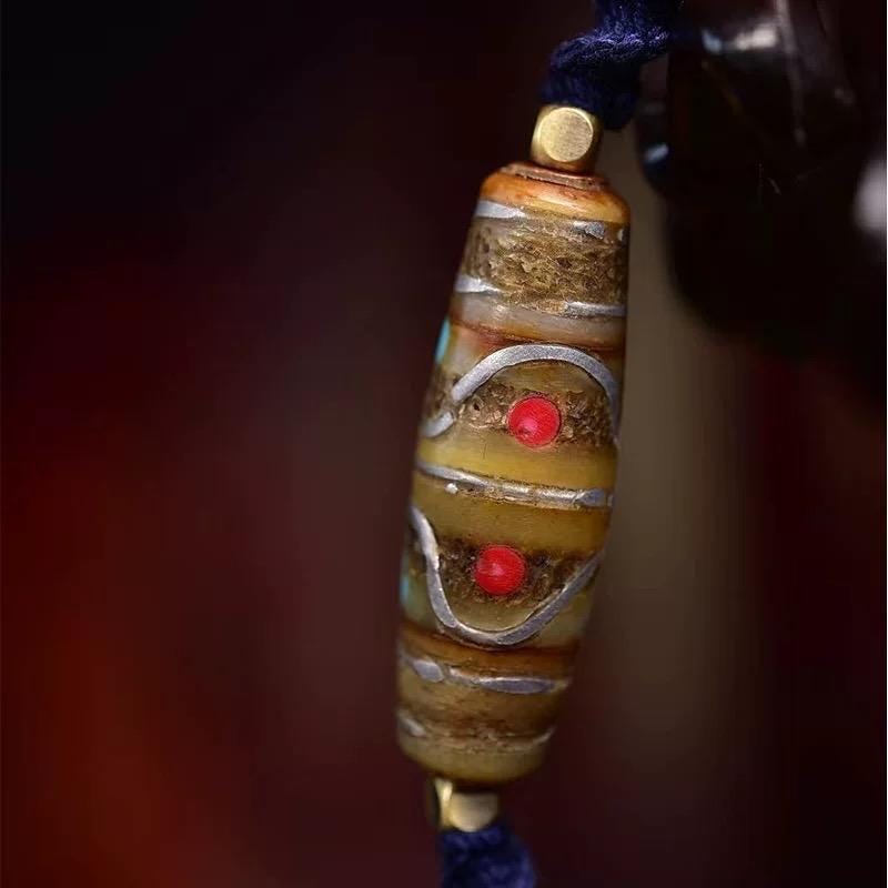 Tibetan Multi-Treasure Bracelet: Yak Bone Adai, Camel Bone Skull, Star Moon Bodhi, Agate, Dzibead Mala, Himalayan Buddhist Prayer Beads