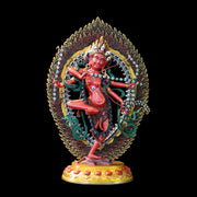 Kurukulla Statue, Tibetan Goddess of Love, Hand Painted Copper Buddhist Deity, Repousse Art, Spiritual Altar Gift, Mandala