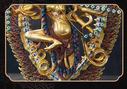 Handmade Painted Kurukulla Statue, Nepali Tibetan Tantric Buddhism Art, Pure Copper Hand Engraved Kurukulla Goddess, Vajrayana Altar Decor