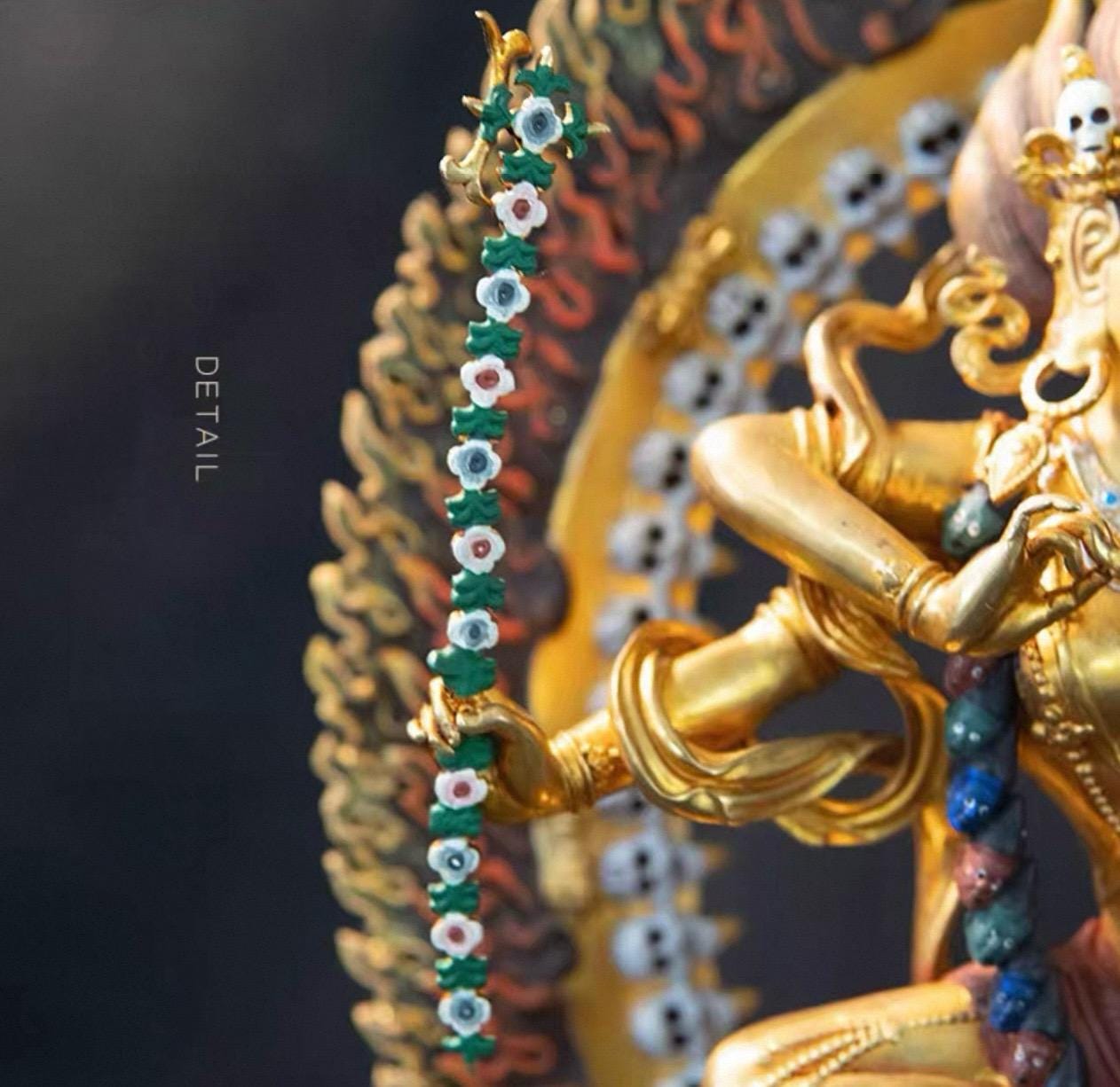 Handmade Painted Kurukulla Statue, Nepali Tibetan Tantric Buddhism Art, Pure Copper Hand Engraved Kurukulla Goddess, Vajrayana Altar Decor