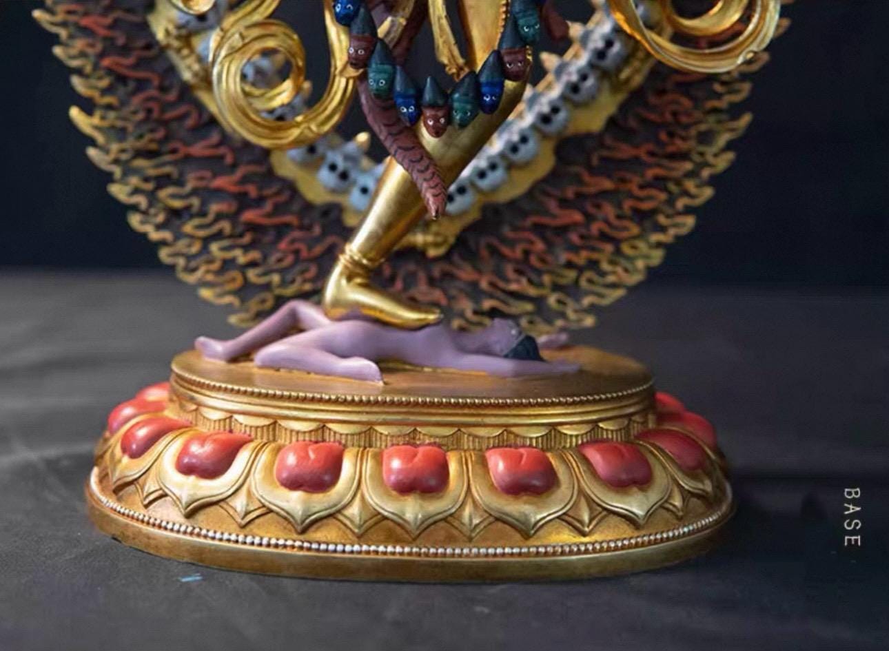 Handmade Painted Kurukulla Statue, Nepali Tibetan Tantric Buddhism Art, Pure Copper Hand Engraved Kurukulla Goddess, Vajrayana Altar Decor