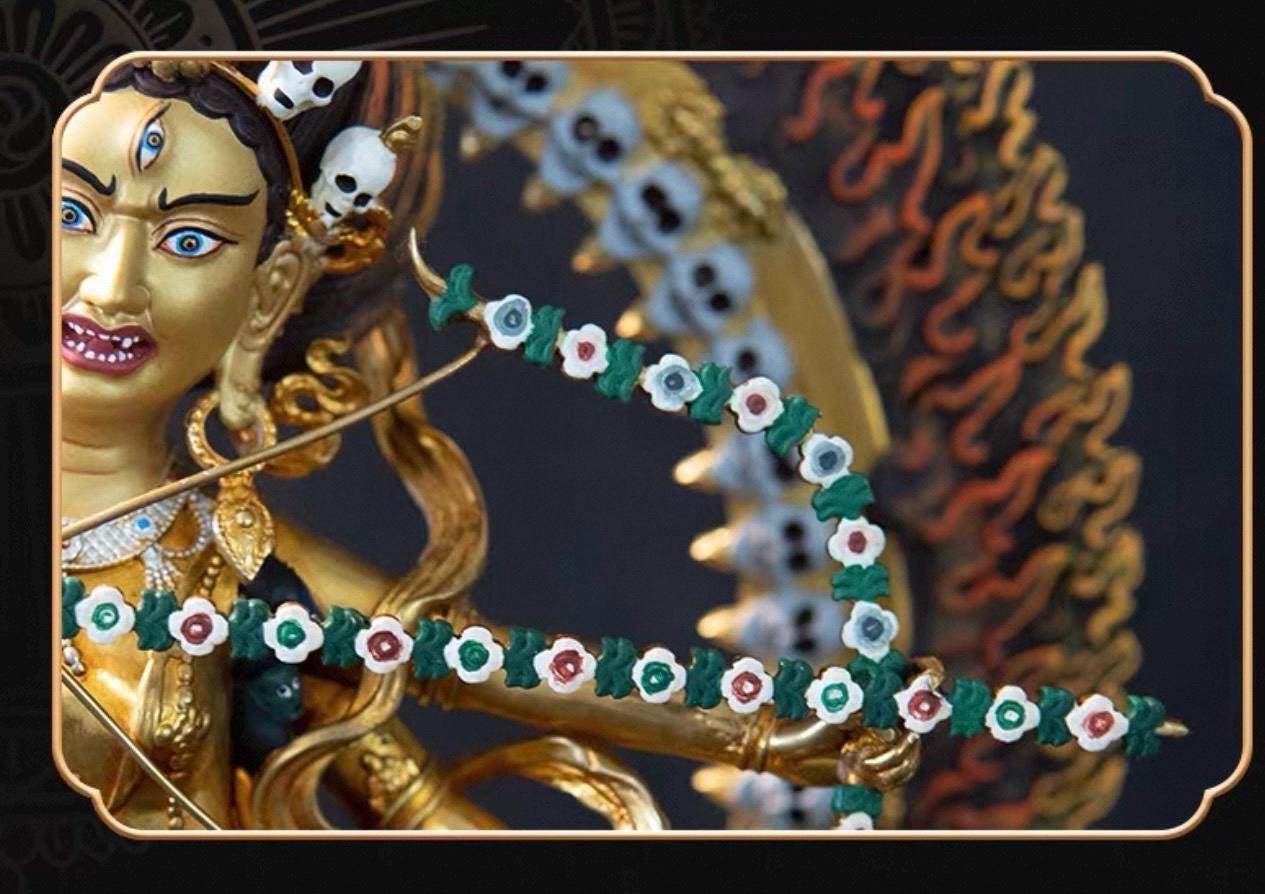 Handmade Painted Kurukulla Statue, Nepali Tibetan Tantric Buddhism Art, Pure Copper Hand Engraved Kurukulla Goddess, Vajrayana Altar Decor