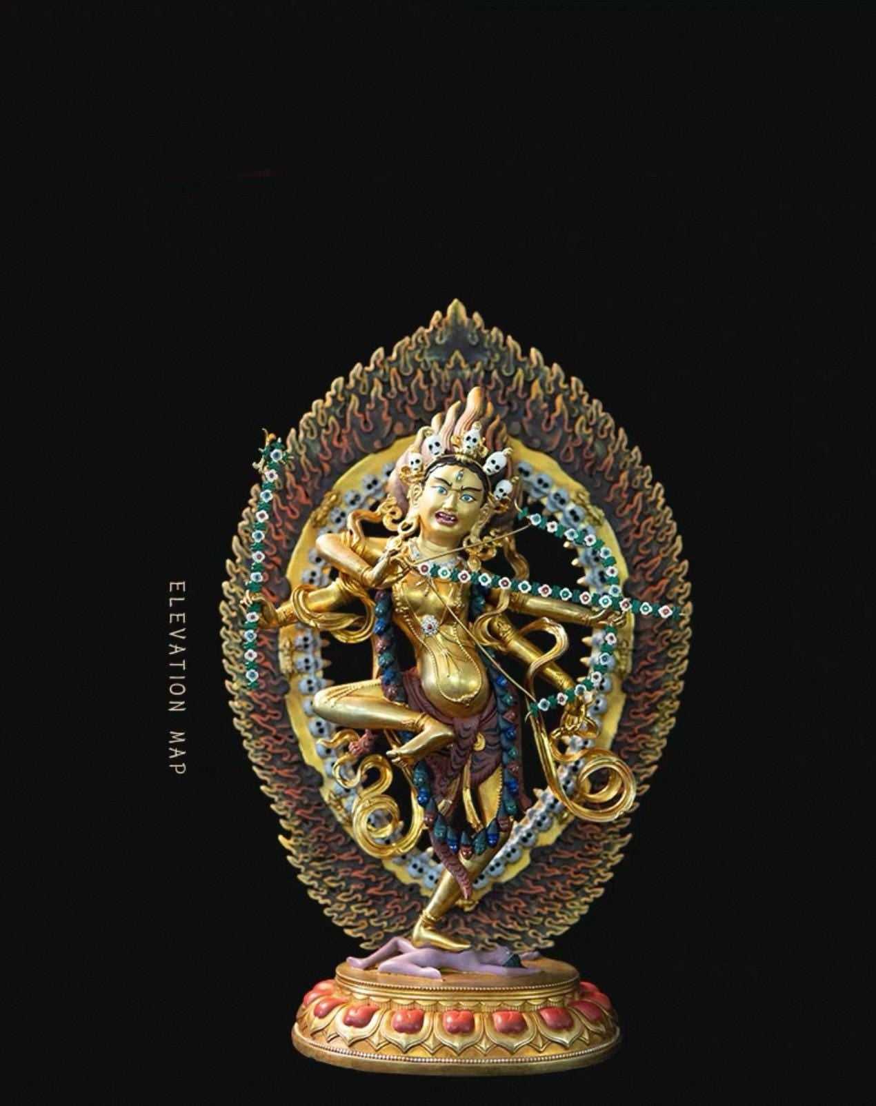 Handmade Painted Kurukulla Statue, Nepali Tibetan Tantric Buddhism Art, Pure Copper Hand Engraved Kurukulla Goddess, Vajrayana Altar Decor