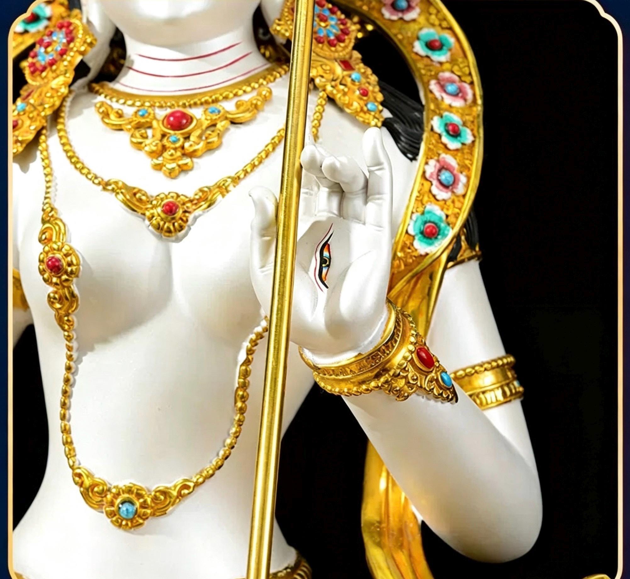Sitatapatra Statue: Large White Umbrella Goddess Copper Buddha, Exquisite Hand-Painted Finish, Buddhist Ritual Home Altar Decor, Protective
