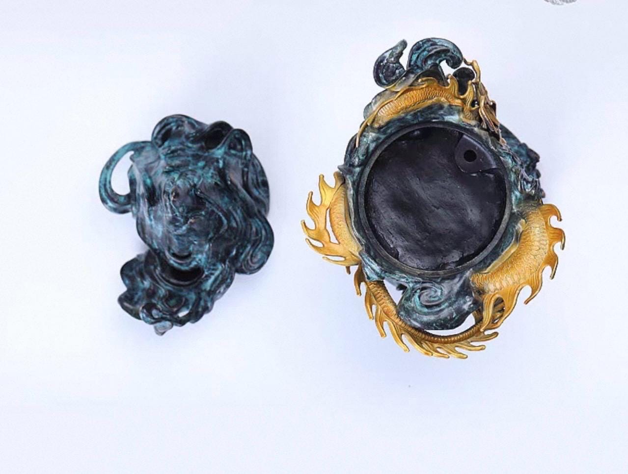 Large Dragon Incense Burner - Majestic Boshan Censer, Heavy Solid Copper, Sandalwood & Agarwood, Indoor Home Decor, Unique Chinese Art Gift