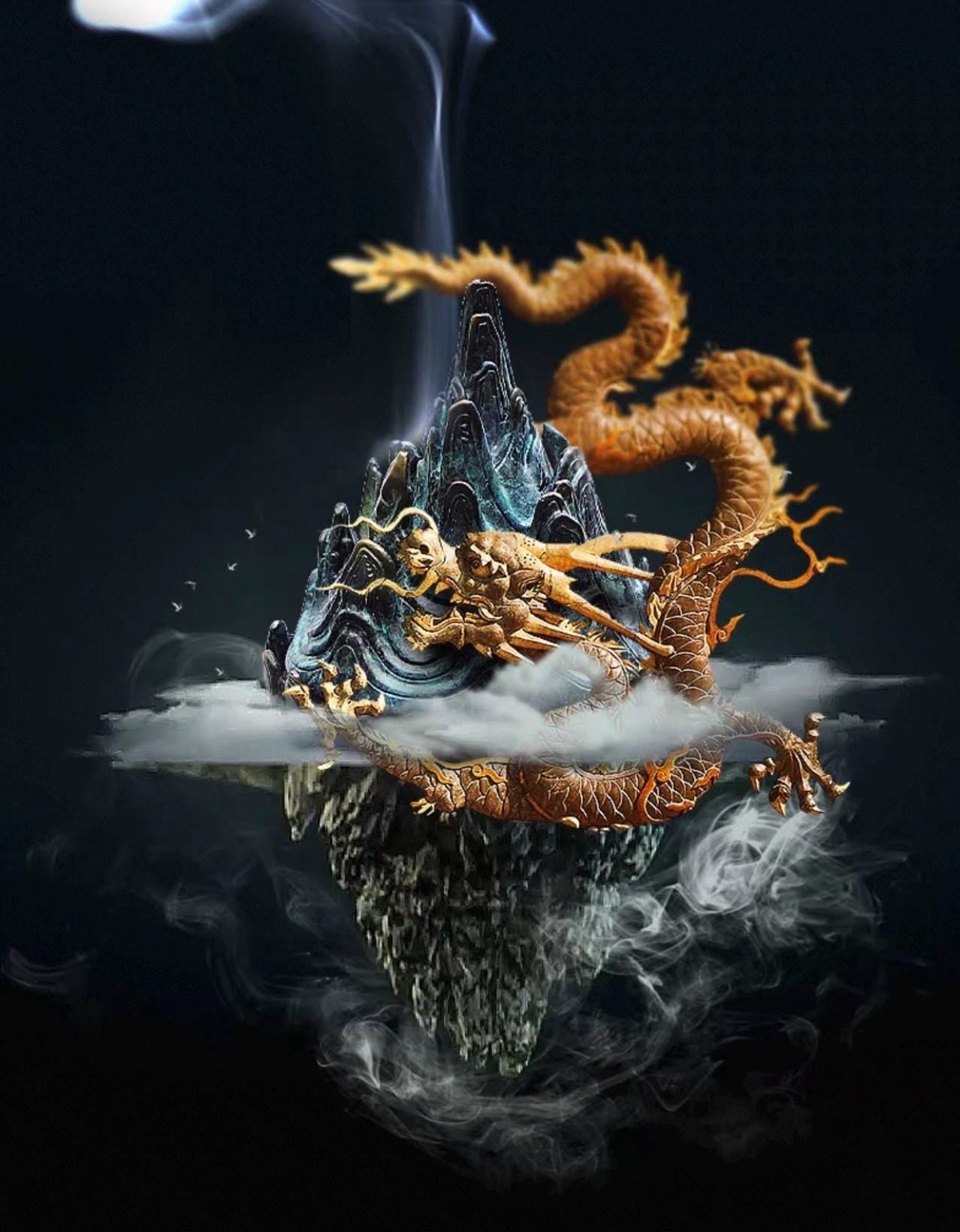 Large Dragon Incense Burner - Majestic Boshan Censer, Heavy Solid Copper, Sandalwood & Agarwood, Indoor Home Decor, Unique Chinese Art Gift