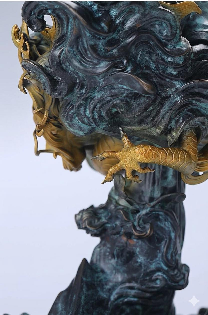 Large Dragon Incense Burner - Majestic Boshan Censer, Heavy Solid Copper, Sandalwood & Agarwood, Indoor Home Decor, Unique Chinese Art Gift