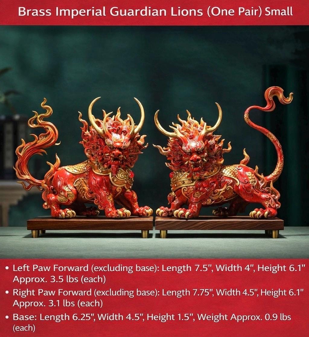 Handcrafted Brass Qilin Statues Pair - Mythical Kirin Sculpture for Home Office Decor, Housewarming & Grand Opening Gift, Feng Shui Art
