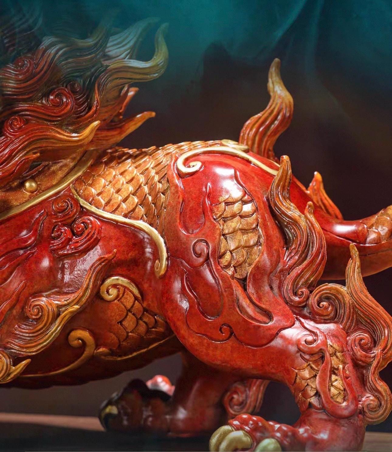 Handcrafted Brass Qilin Statues Pair - Mythical Kirin Sculpture for Home Office Decor, Housewarming & Grand Opening Gift, Feng Shui Art