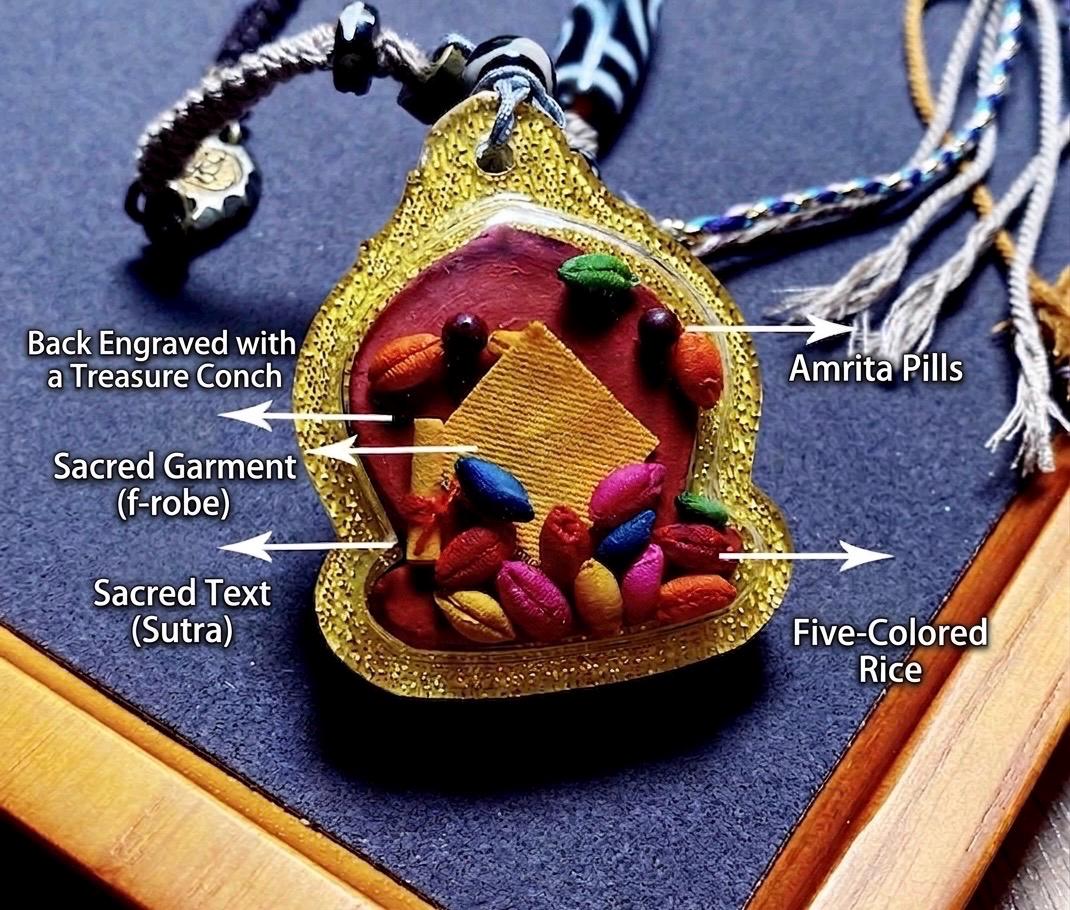 Hand-Painted Black Jambhala Tibetan Tsa Tsa Pendant, Mineral Pigment Buddhist Necklace, Spiritual Amulet for Wealth & Protection, Zen Gift