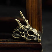 Handmade 925 Sterling Silver Dragon Skull Pendant Necklace, Vintage Brass Gothic Mythical Animal Amulet, Punk Biker Jewelry