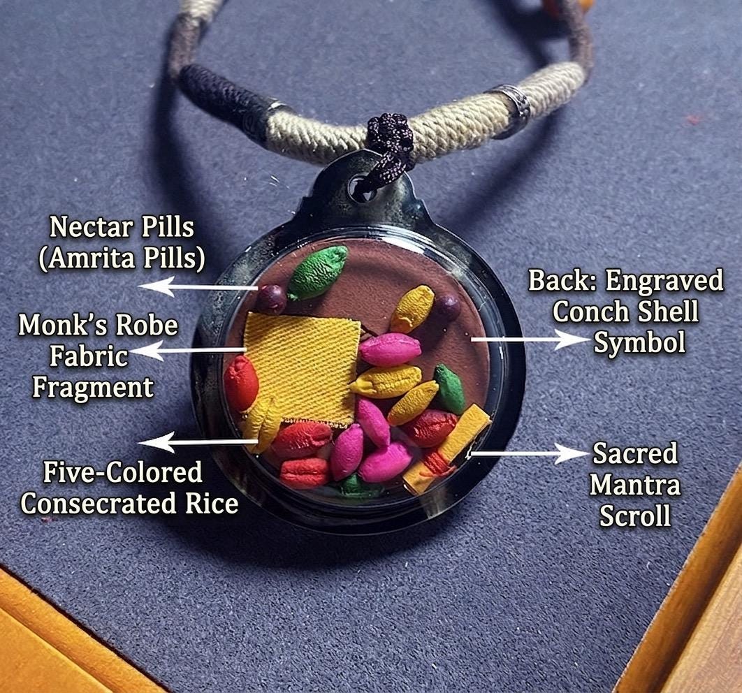Black Jambhala Medicine Tsa Tsa Amulet Pendant, Tibetan Buddhist Gawu Box Necklace, Tantric Protection Jewelry for Wealth & Healing, Zen Gif