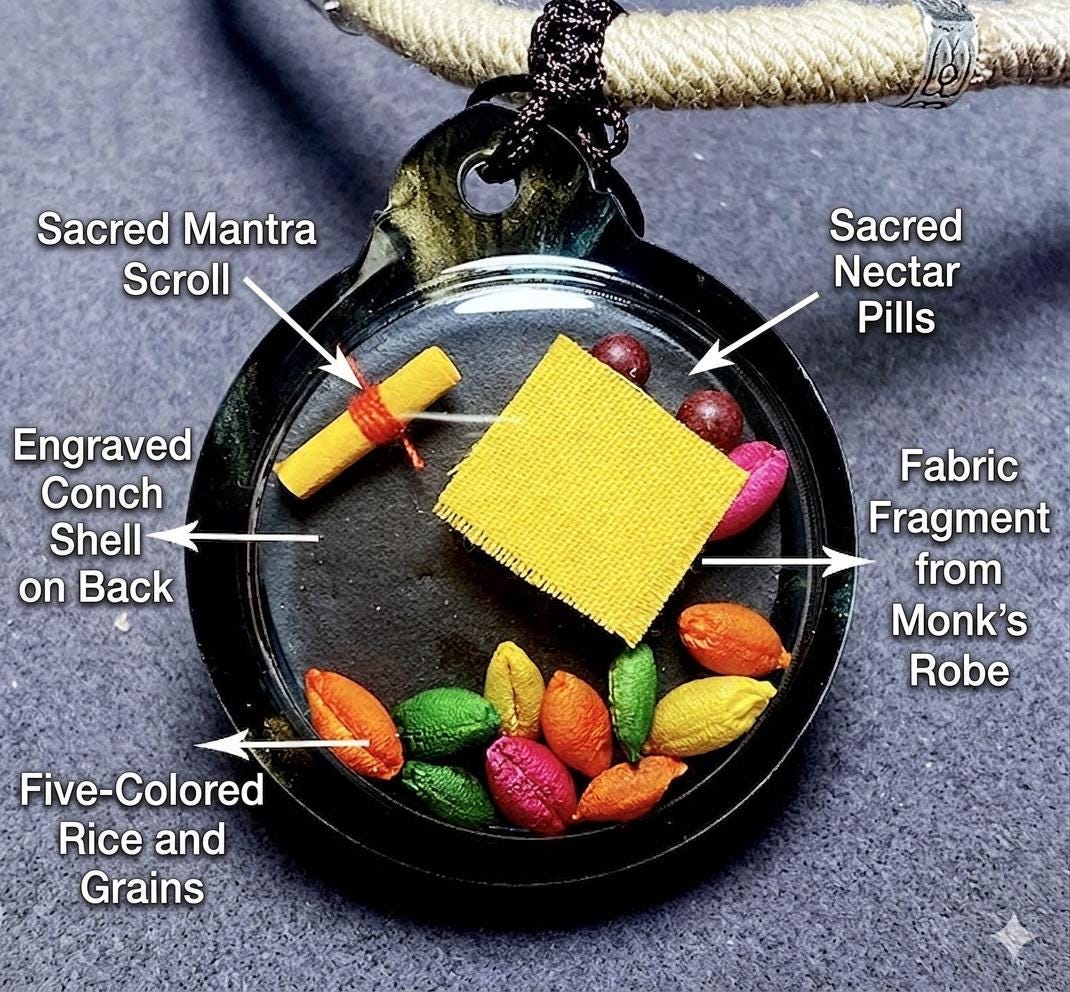 Black Jambhala Medicine Tsa Tsa Amulet Pendant, Tibetan Buddhist Gawu Box Necklace, Tantric Protection Jewelry for Wealth & Healing, Zen Gif