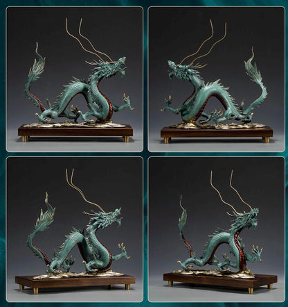 Brass Dragon Statue Feng Shui Decor, Chinese Dragon Figurine for Home Office, Housewarming Gift for Good Luck, Oriental Mythical Sculpture