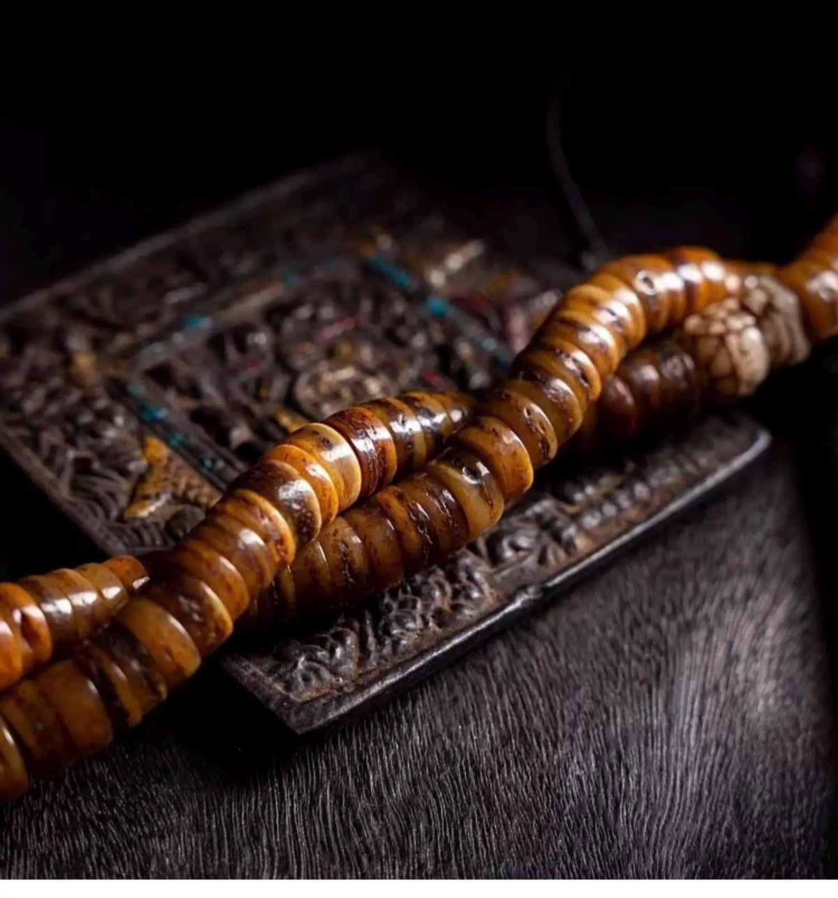 Original Tibetan Yak Bone Prayer Beads, Old Material 108 Mala Beads, Handmade Distressed Buddha Bracelet, Meditation Rosary, Ethnic Jewelry