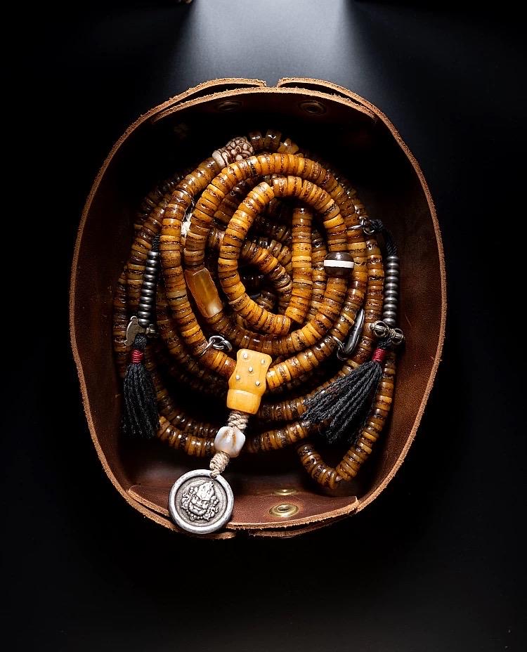 Original Tibetan Yak Bone Prayer Beads, Old Material 108 Mala Beads, Handmade Distressed Buddha Bracelet, Meditation Rosary, Ethnic Jewelry