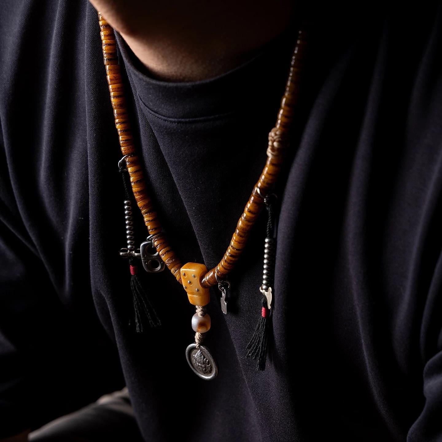 Original Tibetan Yak Bone Prayer Beads, Old Material 108 Mala Beads, Handmade Distressed Buddha Bracelet, Meditation Rosary, Ethnic Jewelry
