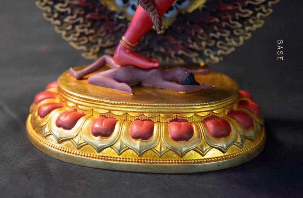 Kurukulla Statue, Tibetan Goddess of Love, Hand Painted Copper Buddhist Deity, Repousse Art, Spiritual Altar Gift, Mandala