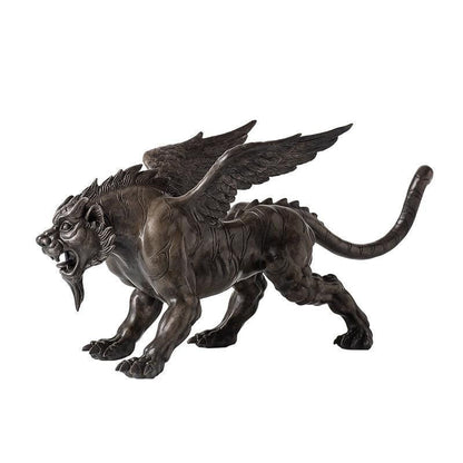 Vintage Bronze Winged Tiger Statue, Bi'an Mythical Beast Figurine, Feng Shui Tiger with WingsSculpture, Home Office Decor, Wealth Power Gift