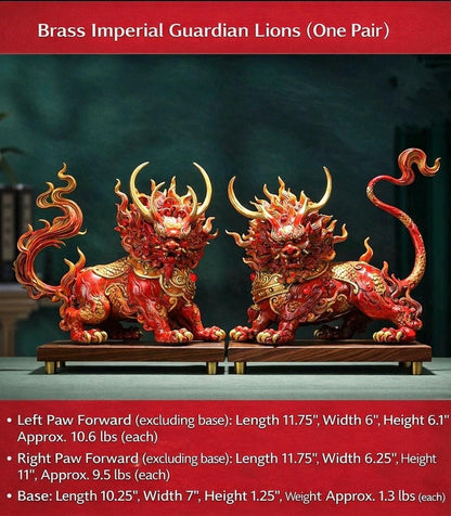Handcrafted Brass Qilin Statues Pair - Mythical Kirin Sculpture for Home Office Decor, Housewarming & Grand Opening Gift, Feng Shui Art
