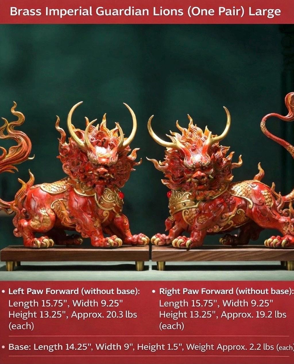Handcrafted Brass Qilin Statues Pair - Mythical Kirin Sculpture for Home Office Decor, Housewarming & Grand Opening Gift, Feng Shui Art
