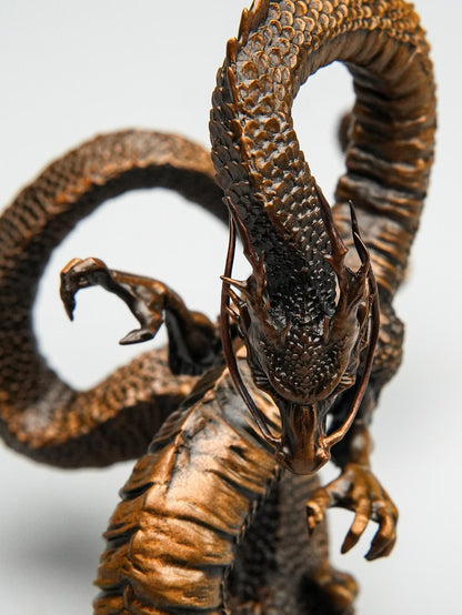 Auspicious Dragon Statue Bronze Sculpture - Feng Shui Tea Pet & Incense Holder - Mythical Chinese Dragon Home Decor - Asian Art Zen Ornament