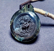 Black Jambhala Medicine Tsa Tsa Amulet Pendant, Tibetan Buddhist Gawu Box Necklace, Tantric Protection Jewelry for Wealth & Healing, Zen Gif