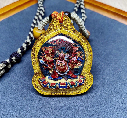 Hand-Painted Hayagriva Tsa Tsa Pendant, Mineral Pigment Tibetan Buddhist Amulet, Thangka Style Medicine Buddha Jewelry, Spiritual Protection
