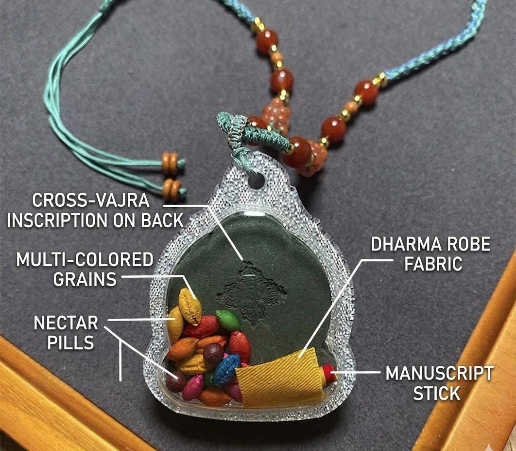 Handmade Green Tara Tsa Tsa Pendant, Tibetan Gau Box Necklace, Buddhist Amulet, Himalayan Sacred Art, Spiritual Jewelry, Meditation Gift