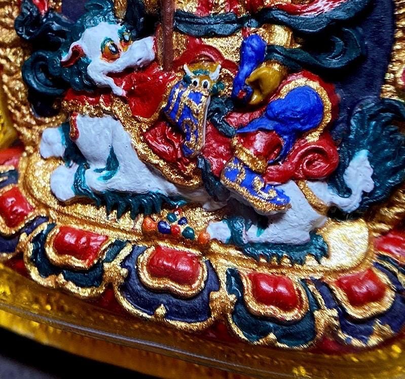 Hand Painted Mineral Pigment Vaisravana Tsa Tsa Pendant, Tibetan Buddhist Jewelry, Wealth God Necklace, Thangka Style Amulet, Spiritual Gift