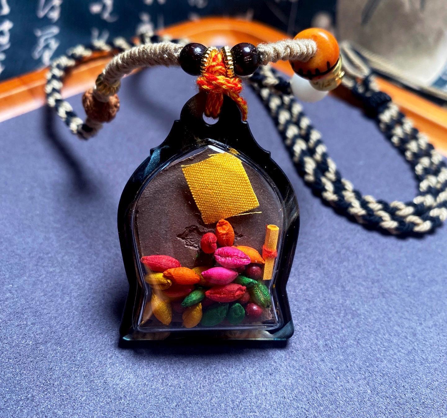 Handmade Yamantaka Tsa Tsa Pendant, Multi-color Tibetan Clay Buddha, Vajrabhairava Gau Box, Buddhist Amulet, Religious Jewelry