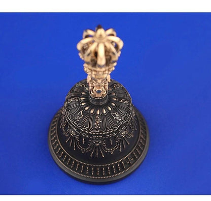 Portable Five Nine Spoke Vajra Bell Set, Hand-Cast Brass Ghanta & Dorje for Meditation, Tibetan Buddhist Ritual Set, Altarpiece Gift