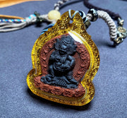 Black Jambhala Mixed-Color Tsa Tsa Gawu Box Pendant, Tibetan Medicine Clay Shrines Necklace, Tantric Buddhism Amulet, Religious Jewelry Gift