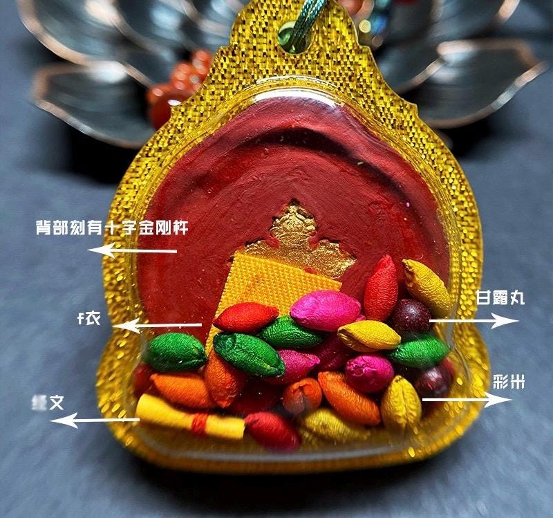 Hand-painted Green Tara Thangka Necklace, Natural Mineral Pigments Medicinal Clay Tsa Tsa Pendant, Tibetan Buddhist Amulet Jewelry