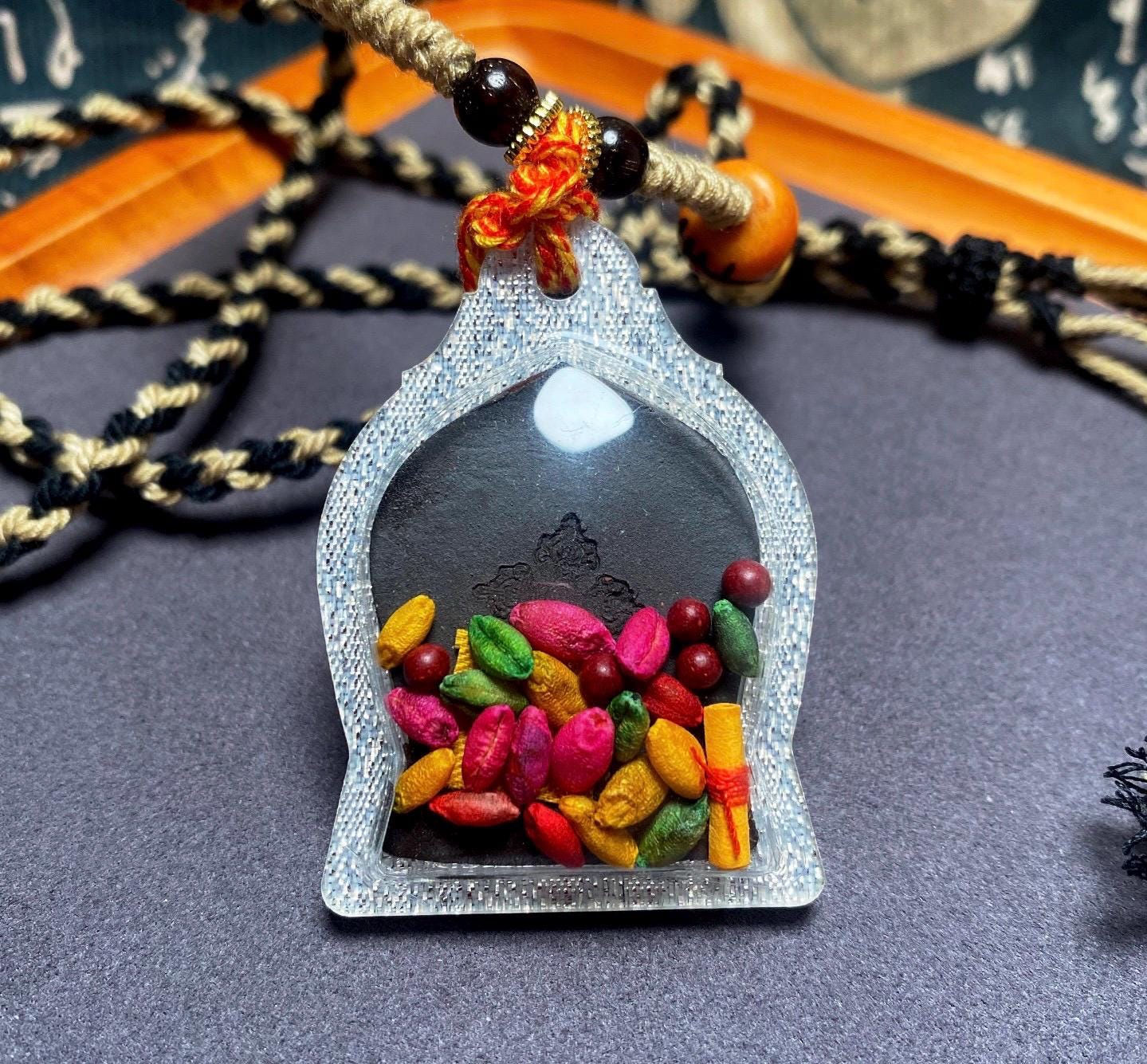 Yamantaka Vajrabhairava Tsa Tsa Pendant, Tibetan Buddhist Clay Statue Necklace, Handmade Vajra Gau Box Amulet, Himalayan Meditation Jewelry