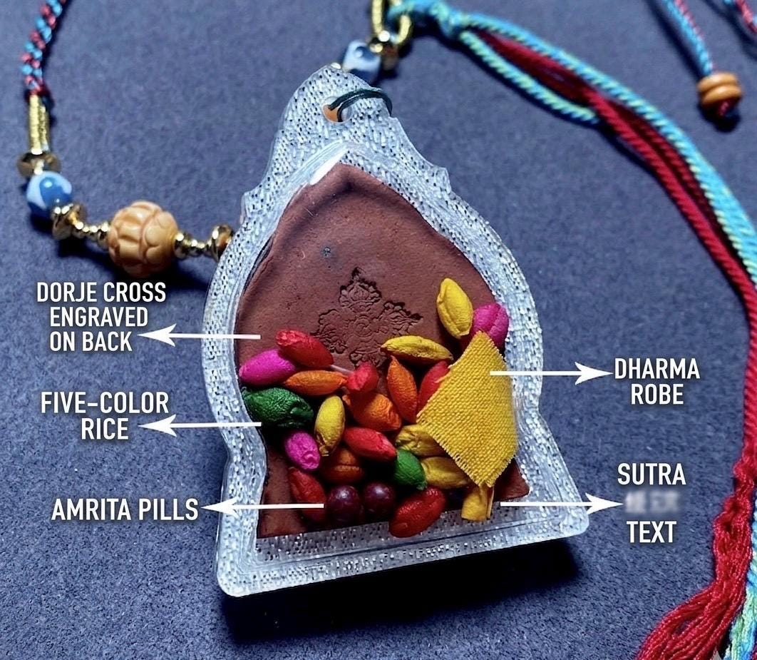 Medicine Buddha Pendant, Tibetan Gau Box Necklace with Tsa Tsa Mini Thangka, Buddhist Protection Amulet, Spiritual Zen Jewelry, Zang Shuo