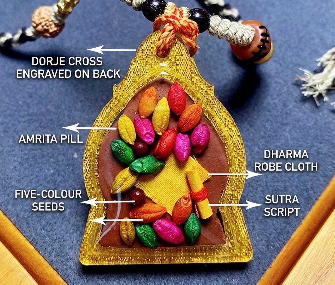 Medicine Buddha Pendant, Tibetan Gau Box Necklace with Tsa Tsa Mini Thangka, Buddhist Protection Amulet, Spiritual Zen Jewelry, Zang Shuo