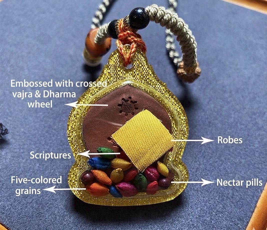 Black Jambhala Medicine Tsa Tsa Pendant, Tibetan Buddhism Gau Box Necklace, Mini Thangka Amulet, Kubera God of Wealth, Spiritual Monk Gift