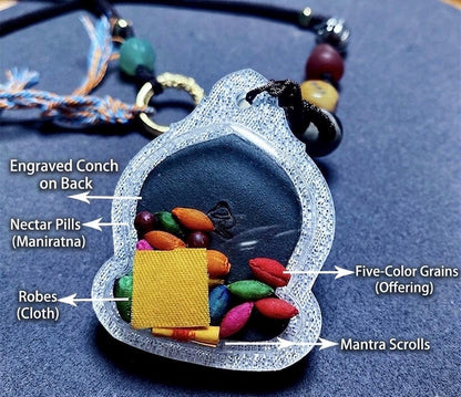 Black Jambhala Medicine Tsa Tsa Pendant, Tibetan Buddhism Gau Box Necklace, Mini Thangka Amulet, Kubera God of Wealth, Spiritual Monk Gift