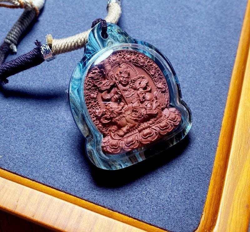 Tibetan Jambhala Medicine Tsatsa Pendant,Handmade Gau Box Necklace,Thangka Buddhist Amulet,Sacred Himalayan Art Jewelry,Gift for Him