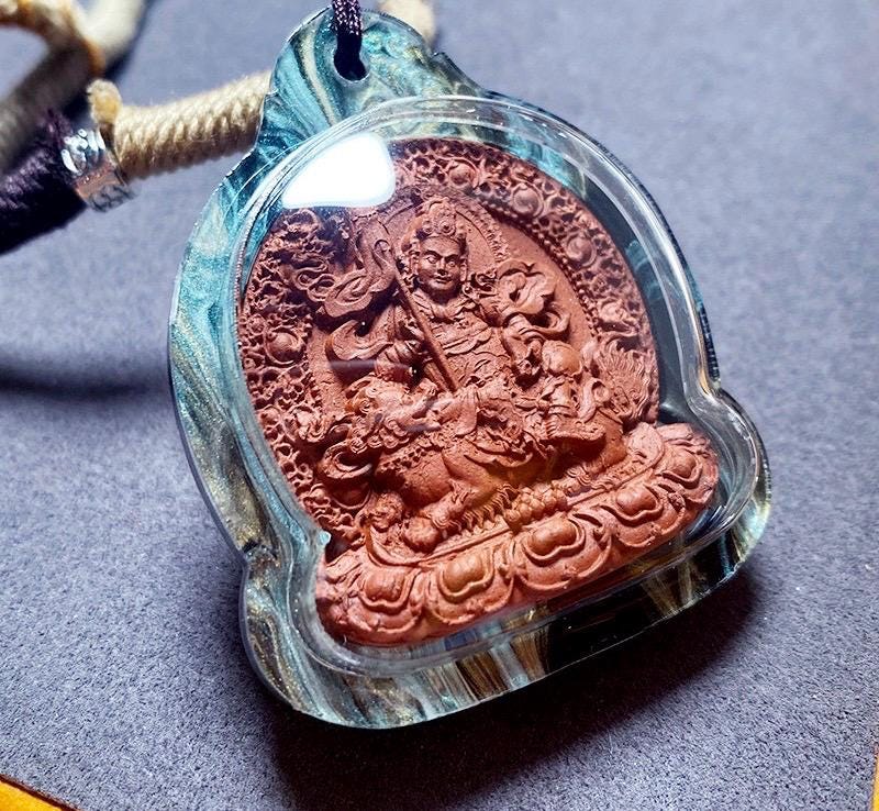 Tibetan Jambhala Medicine Tsatsa Pendant,Handmade Gau Box Necklace,Thangka Buddhist Amulet,Sacred Himalayan Art Jewelry,Gift for Him