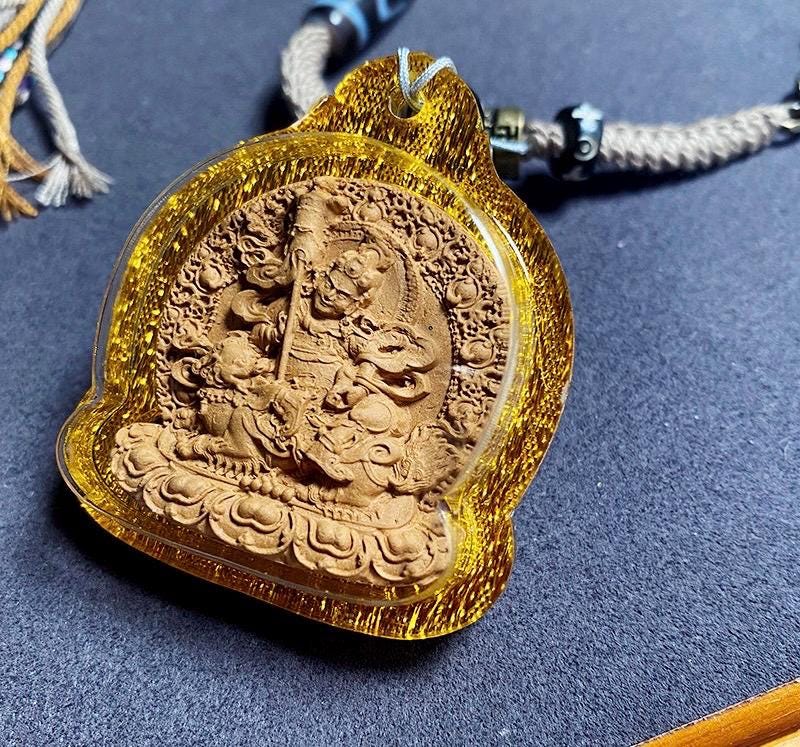 Tibetan Jambhala Medicine Tsatsa Pendant,Handmade Gau Box Necklace,Thangka Buddhist Amulet,Sacred Himalayan Art Jewelry,Gift for Him