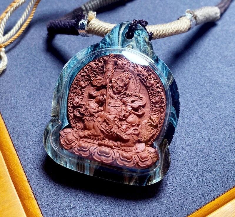 Tibetan Jambhala Medicine Tsatsa Pendant,Handmade Gau Box Necklace,Thangka Buddhist Amulet,Sacred Himalayan Art Jewelry,Gift for Him