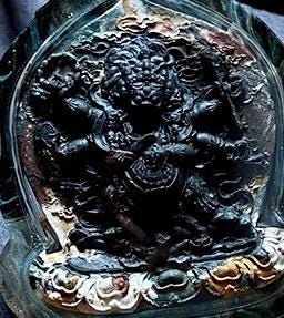 Tibetan Mahakala Six-Armed Deity Clay Amulet Pendant, Handmade Medicinal Paste Gau Box, Buddhist Art Tsa Tsa, Unique Spiritual Jewelry Gift