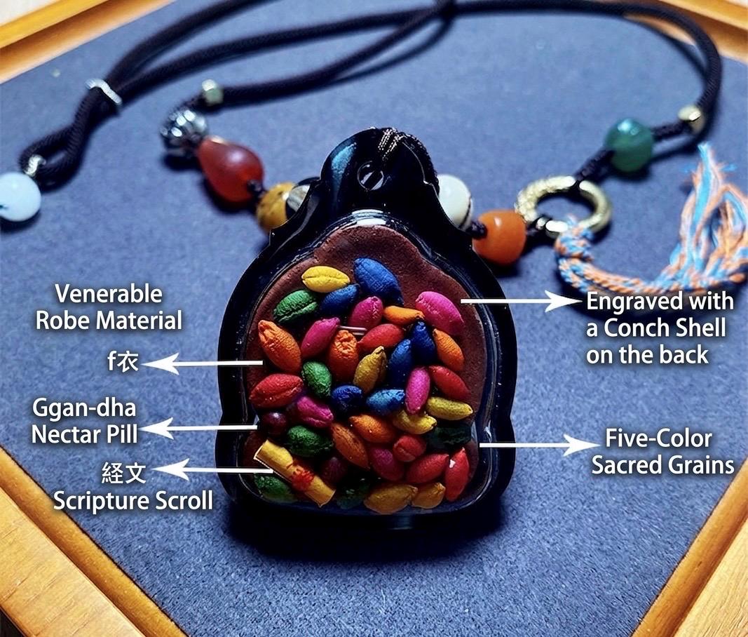 Tibetan Yellow Jambhala Medicine Tsa Tsa Pendant Necklace, Handcrafted Gau Box Amulet, Buddhist Buddha Statue Thangka Charm, Spiritual Gift