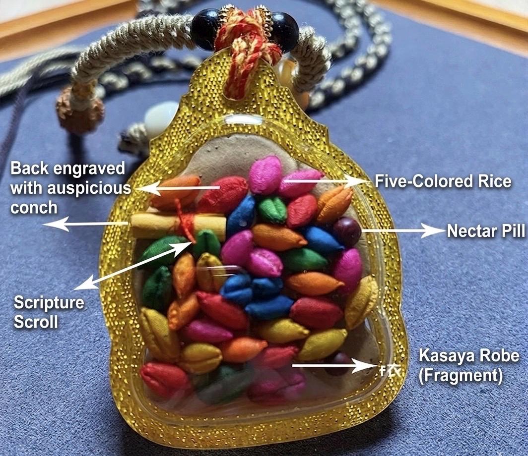 Tibetan Yellow Jambhala Medicine Tsa Tsa Pendant Necklace, Handcrafted Gau Box Amulet, Buddhist Buddha Statue Thangka Charm, Spiritual Gift