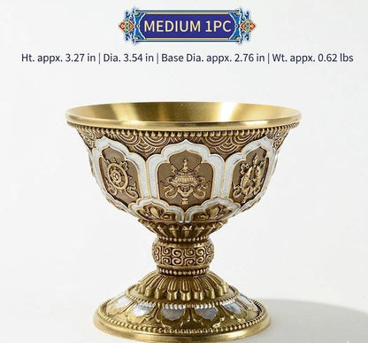Pure Brass Offering Bowl for Altar, Buddhist Ritual Water Cup, Zen Meditation Tabletop Decor, Sacred Water Vessel for Buddha Guan Yin Wealth