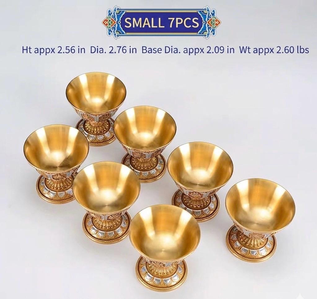 Pure Brass Offering Bowl for Altar, Buddhist Ritual Water Cup, Zen Meditation Tabletop Decor, Sacred Water Vessel for Buddha Guan Yin Wealth
