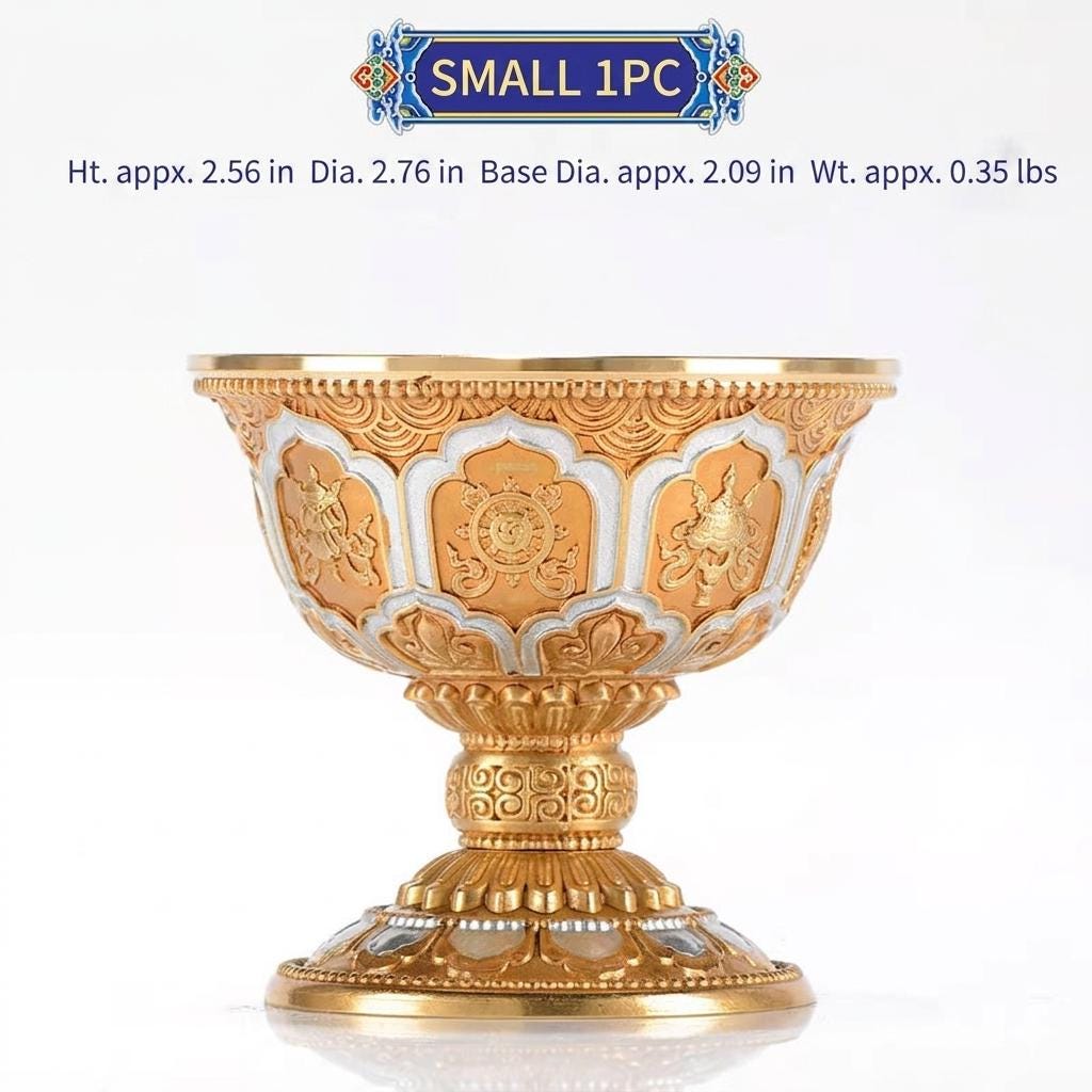 Pure Brass Offering Bowl for Altar, Buddhist Ritual Water Cup, Zen Meditation Tabletop Decor, Sacred Water Vessel for Buddha Guan Yin Wealth