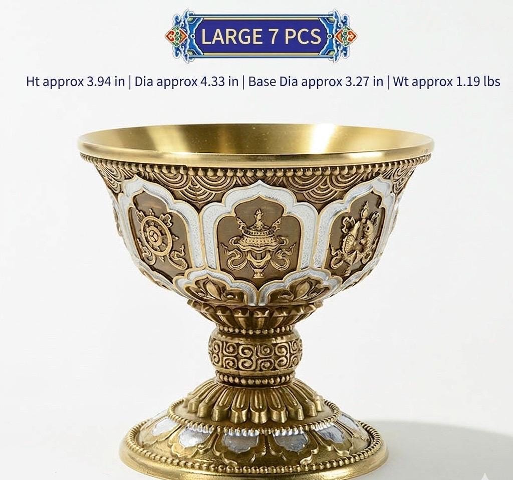 Pure Brass Offering Bowl for Altar, Buddhist Ritual Water Cup, Zen Meditation Tabletop Decor, Sacred Water Vessel for Buddha Guan Yin Wealth